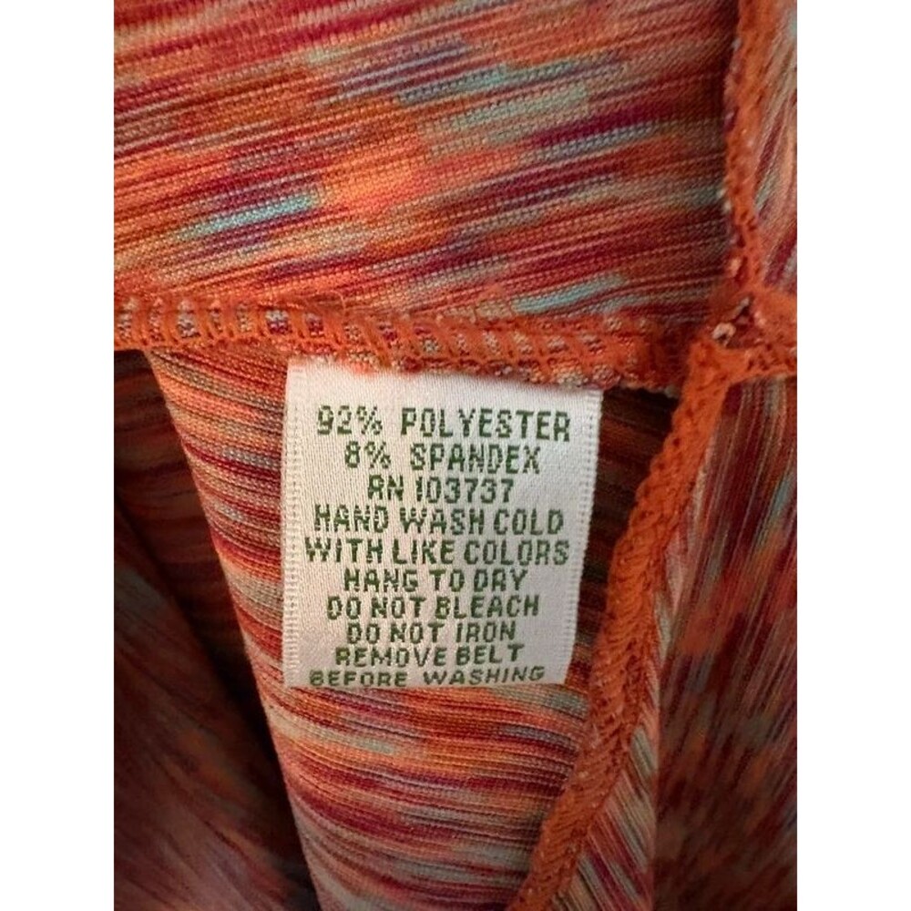 Rust Multicolor Striped Belted Ruffle Dress Size 6 - Picture 4 of 7